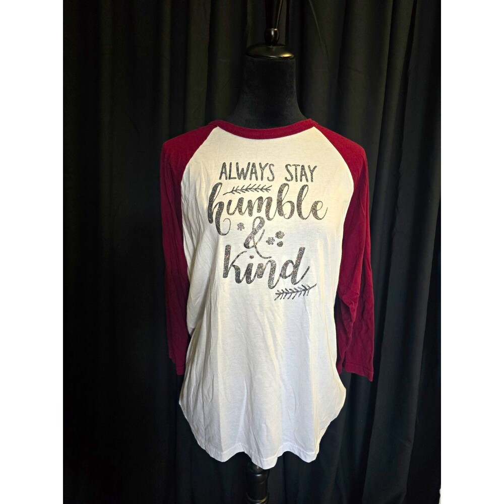 CANVA Bella+Canvas Raglan 3/4 Sleeve Crew Neck T-Shirt L White/Burgundy
